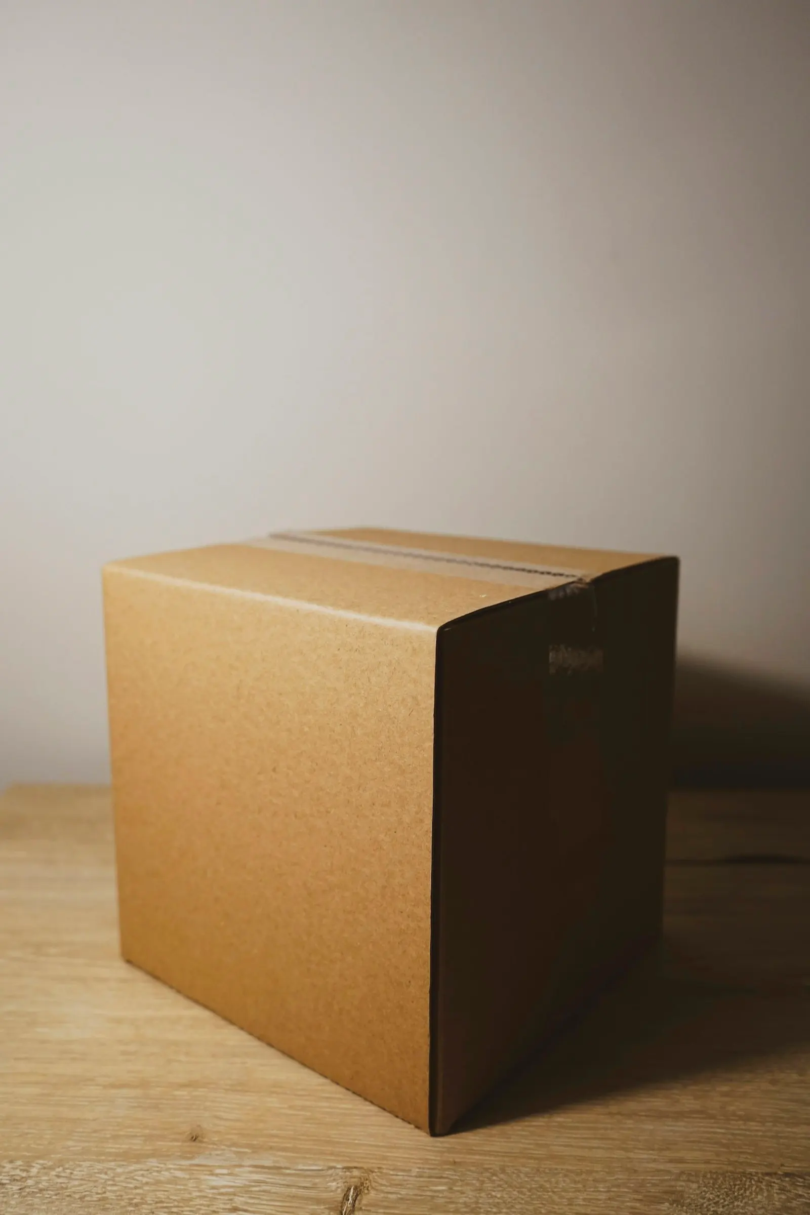 A cardboard shipping box ready to send
